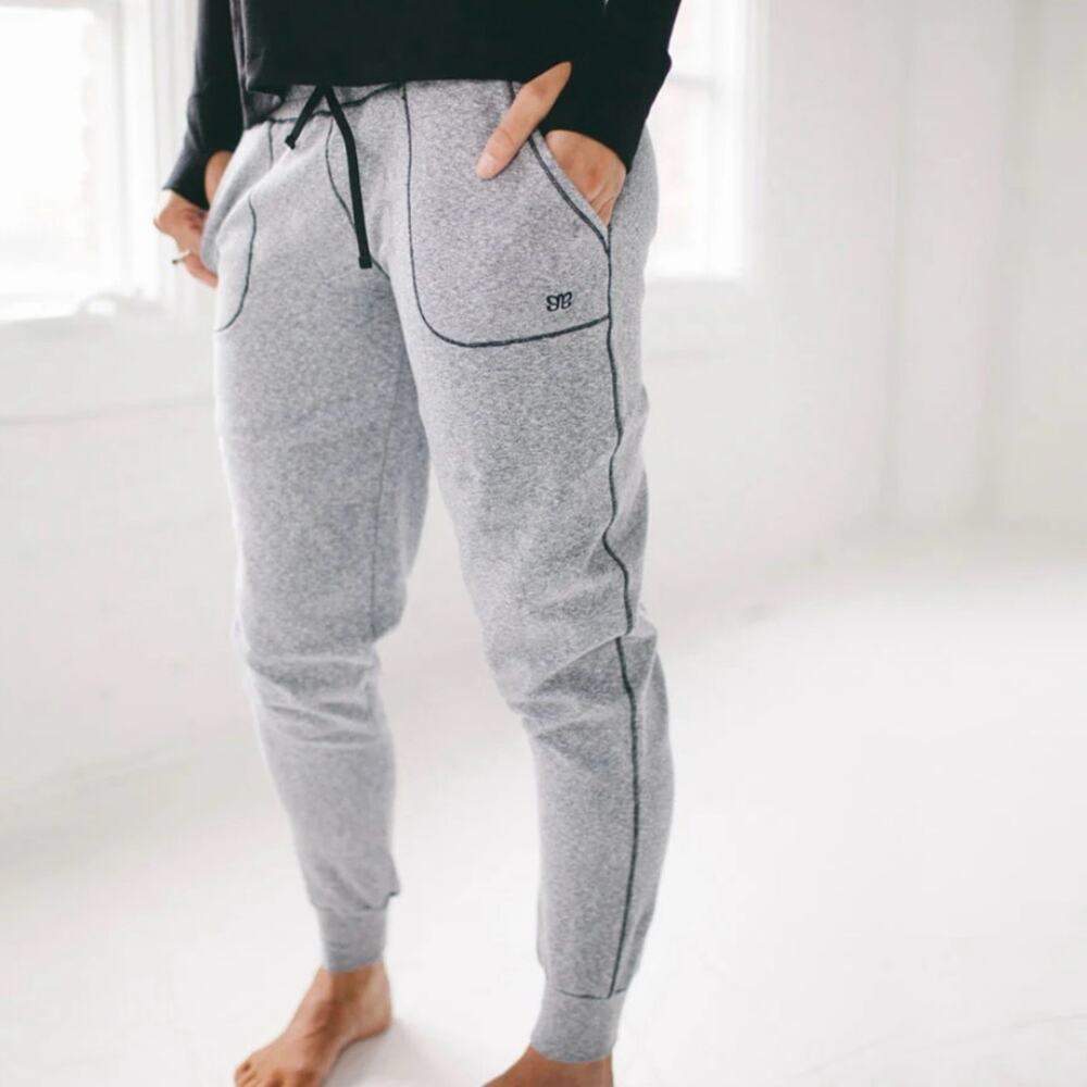 ALBION FIT Heathered‎ Gray At Ease Jogger Pants Bottoms Active Lounge Sz XS Tall